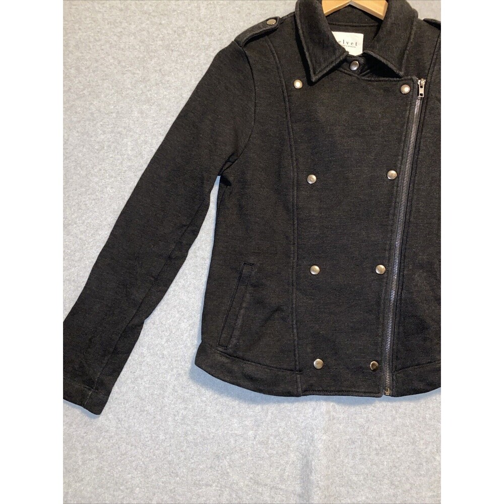 Velvet by Graham &‎ Spencer Jacket Size Small Black Military Moto Style Sweater - Picture 2 of 14